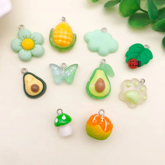 1 Piece Resin Fruit Mushroom Butterfly Pendant