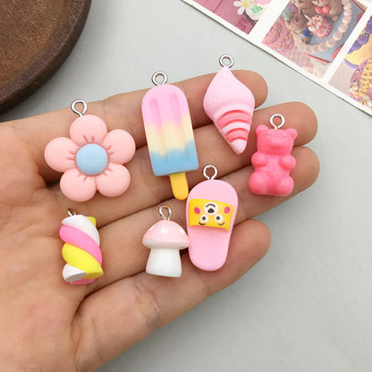 10 Models Per Model 1, 10/Pack Resin Ice Cream Bear Flower Pendant