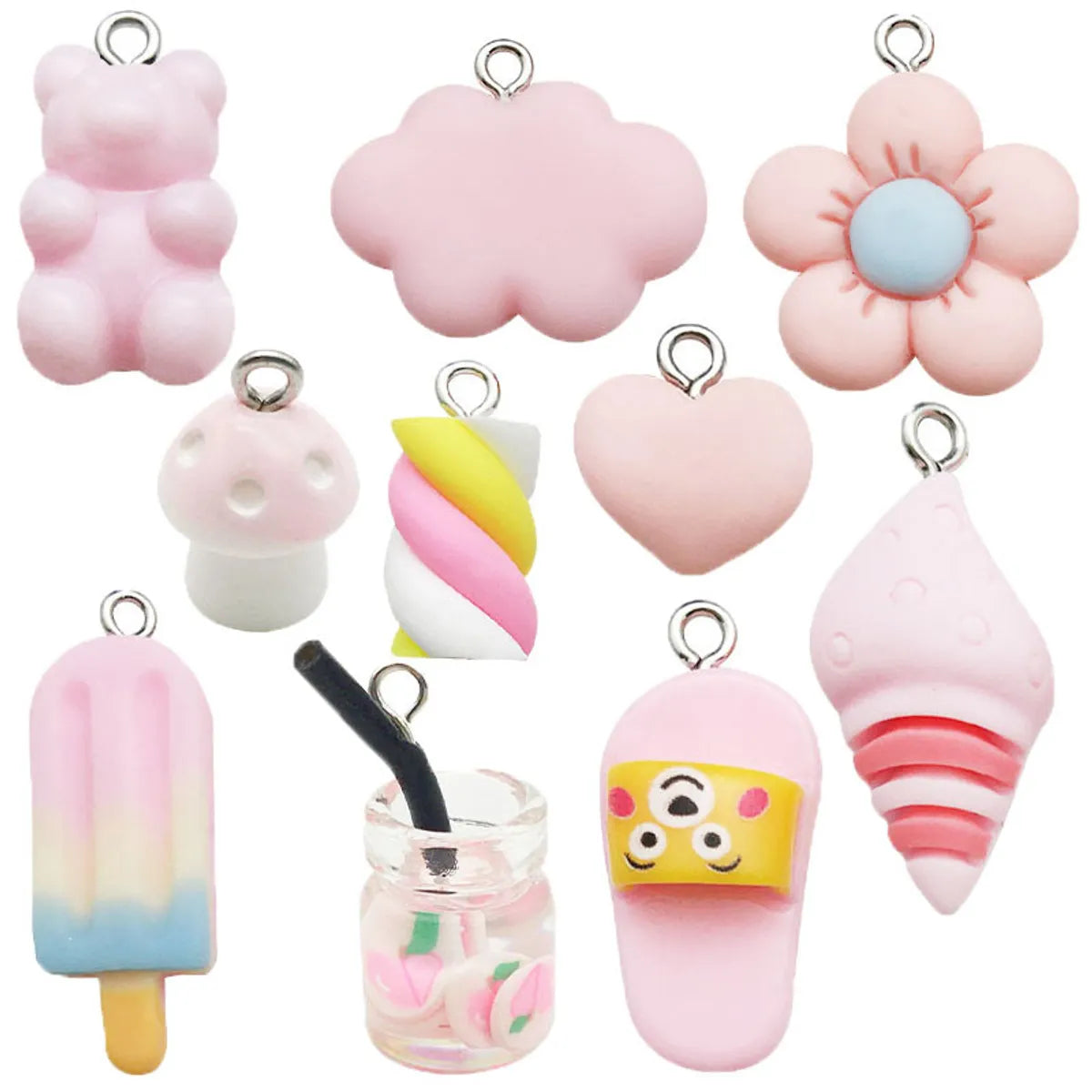 10 Models Per Model 1, 10/Pack Resin Ice Cream Bear Flower Pendant