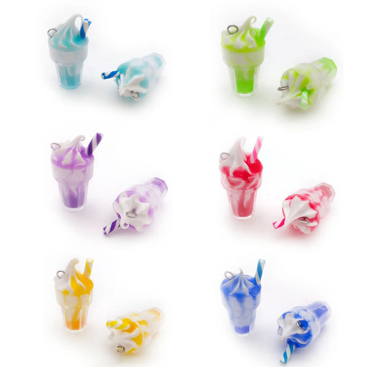 6 Models, 2 Each, 12/Bag Resin Ice Cream Pendant