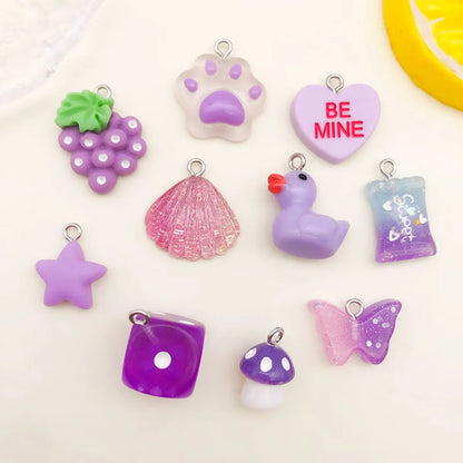 1 Piece Resin Star Heart Shape Grape Pendant