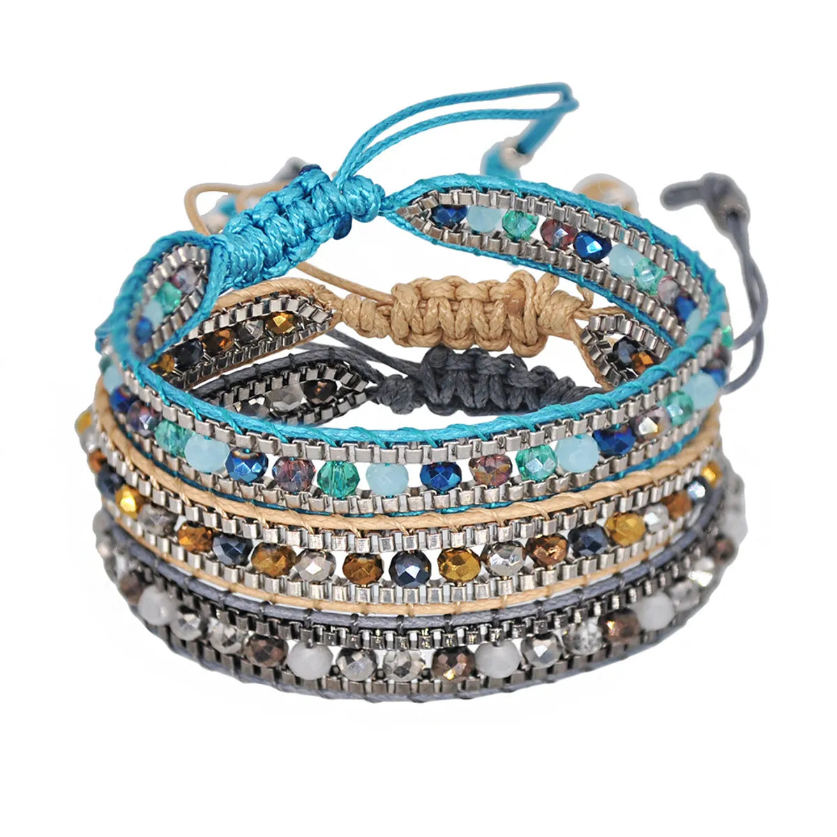 Retro Circle Beaded Rope Braid Women'S Bracelets