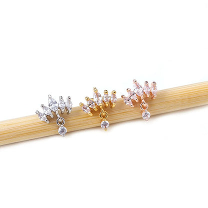 1 Piece Retro Crown Inlay Copper Zircon Ear Studs