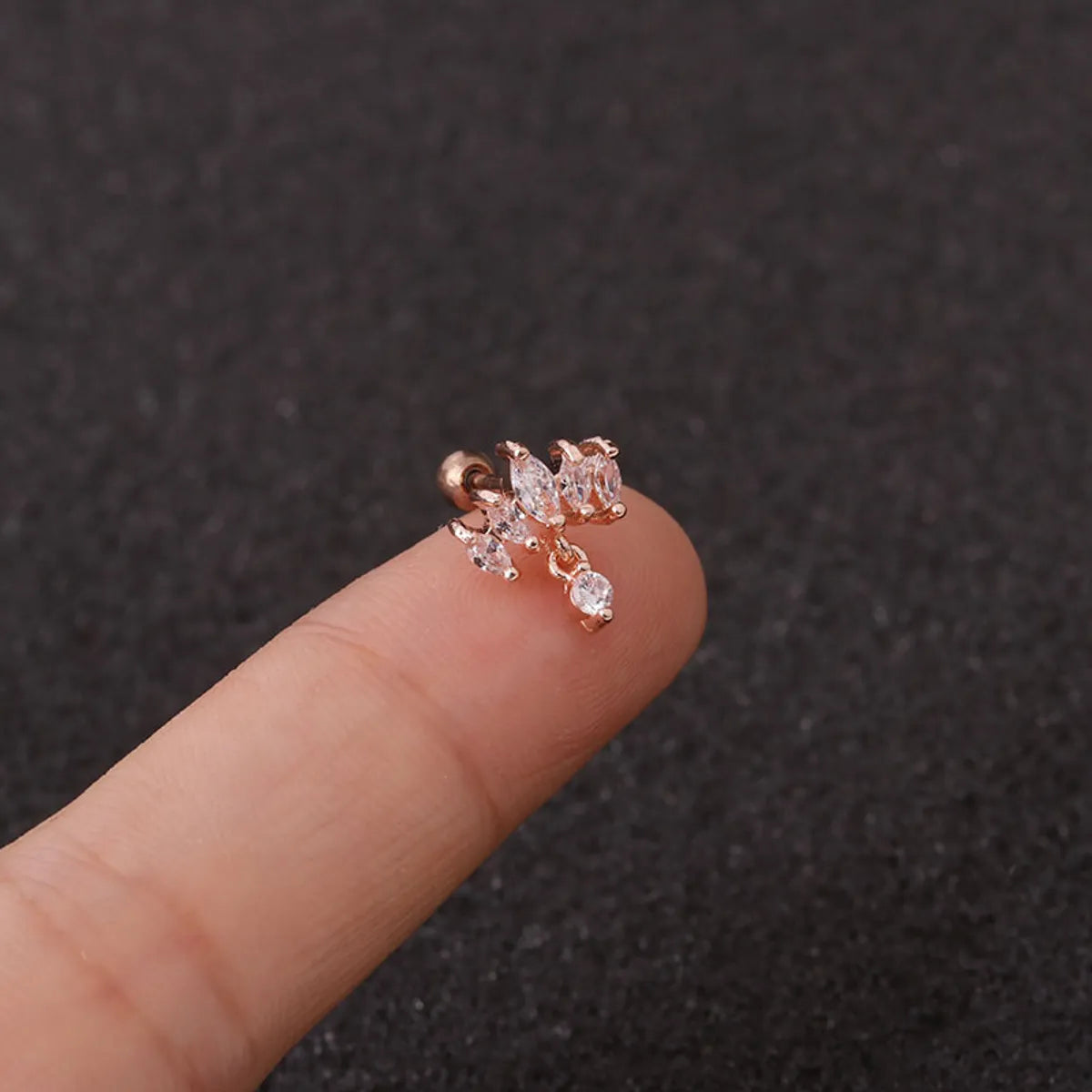 1 Piece Retro Crown Inlay Copper Zircon Ear Studs