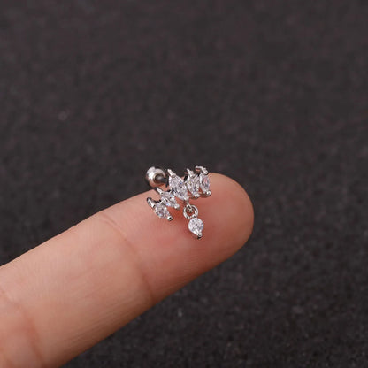 1 Piece Retro Crown Inlay Copper Zircon Ear Studs