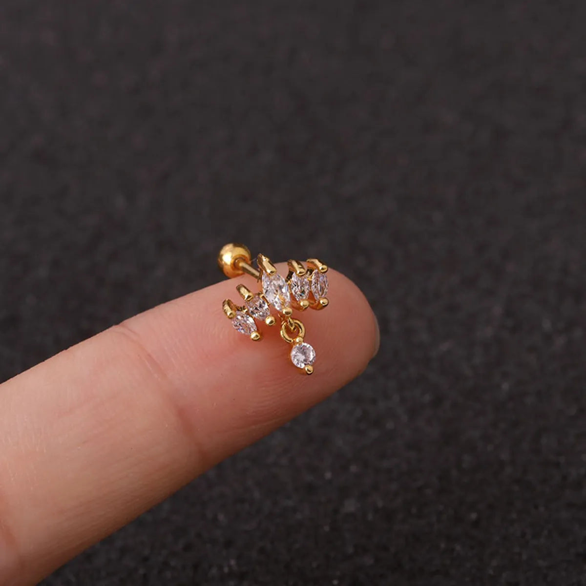 1 Piece Retro Crown Inlay Copper Zircon Ear Studs