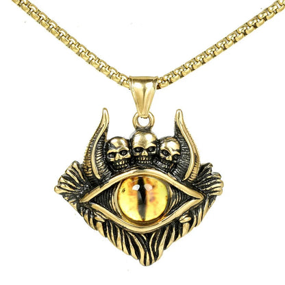 1 Piece Stainless Steel Opal 18K Gold Plated Devil'S Eye Skull