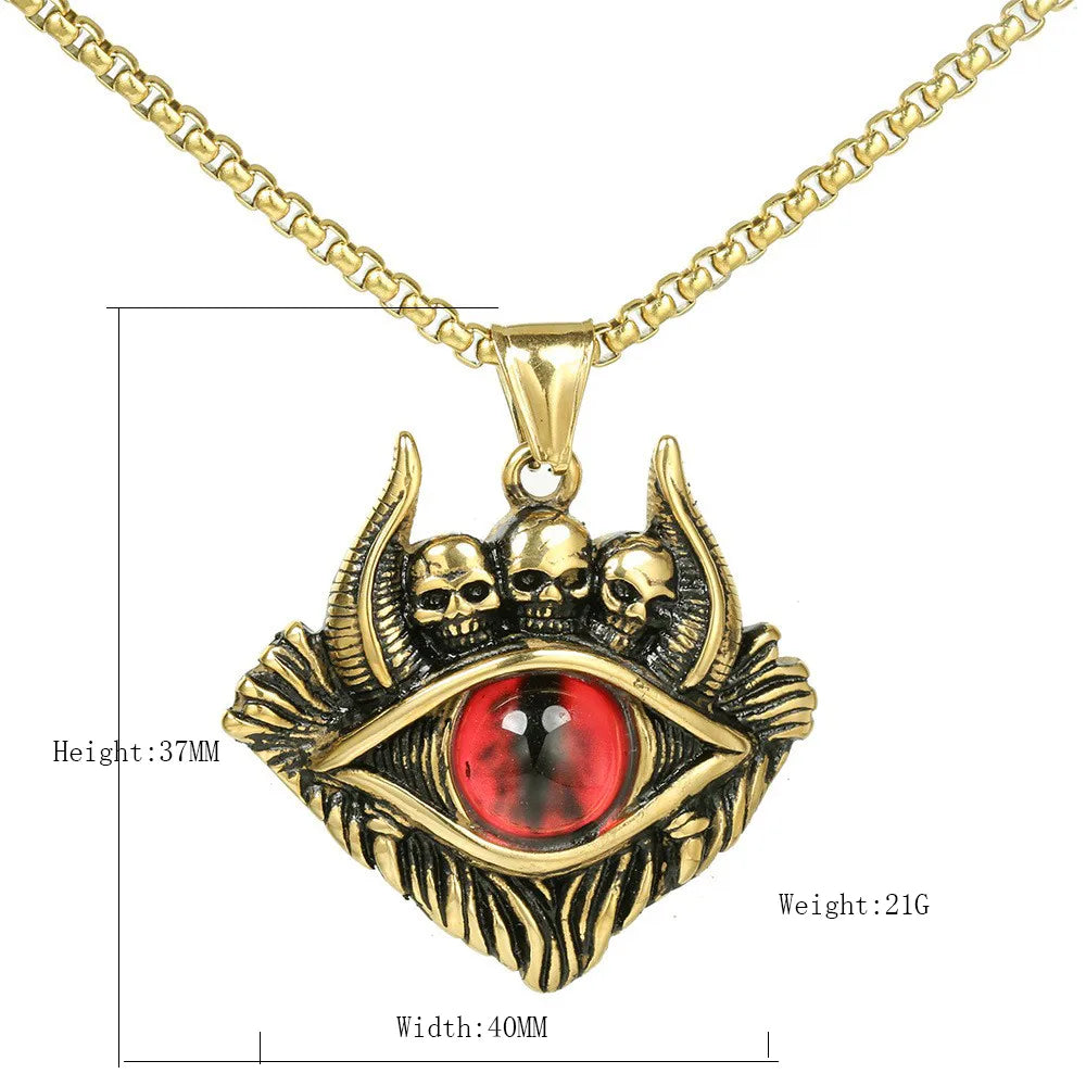 1 Piece Stainless Steel Opal 18K Gold Plated Devil'S Eye Skull