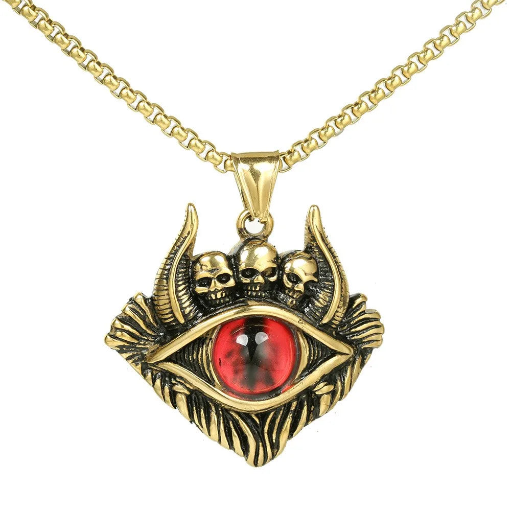 1 Piece Stainless Steel Opal 18K Gold Plated Devil'S Eye Skull