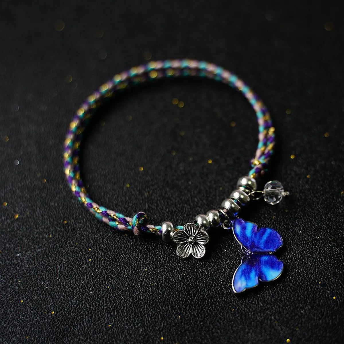 1 Piece Retro Flower Butterfly Alloy Rope Unisex Bracelets