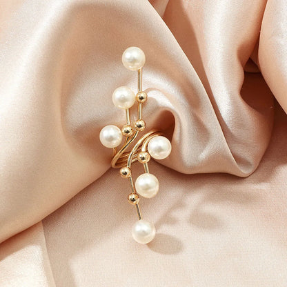 1 Piece Retro Geometric Alloy Plating Artificial Pearls Women's Open Ring