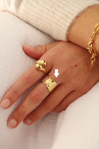 Retro Geometric Stainless Steel Plating 18k Gold Plated Open Ring