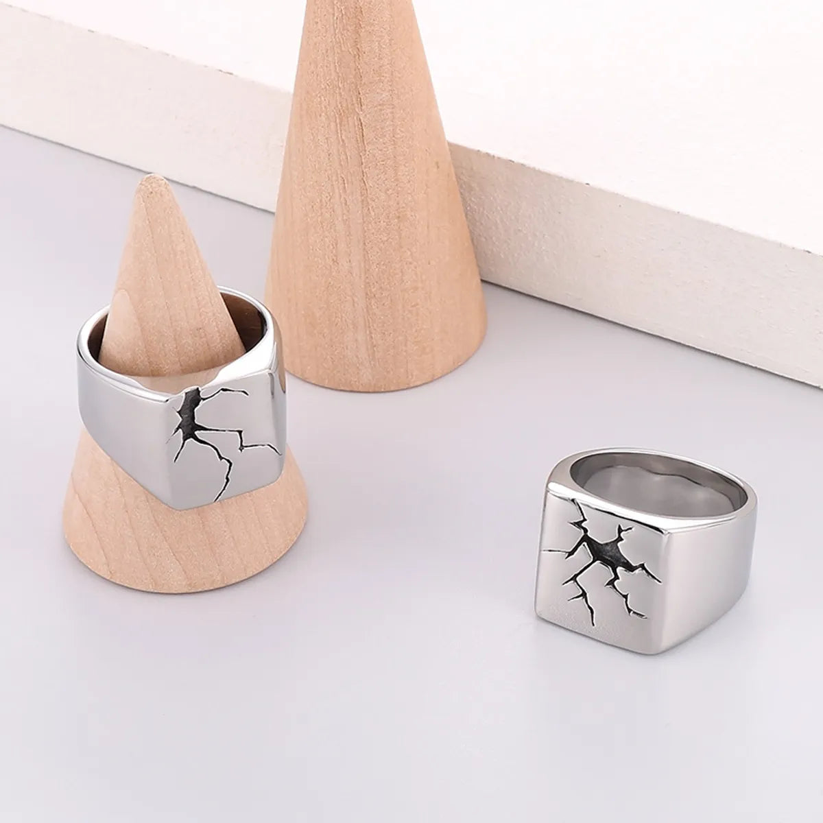 1 Piece Retro Geometric Stainless Steel Plating Rings