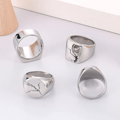 1 Piece Retro Geometric Stainless Steel Plating Rings