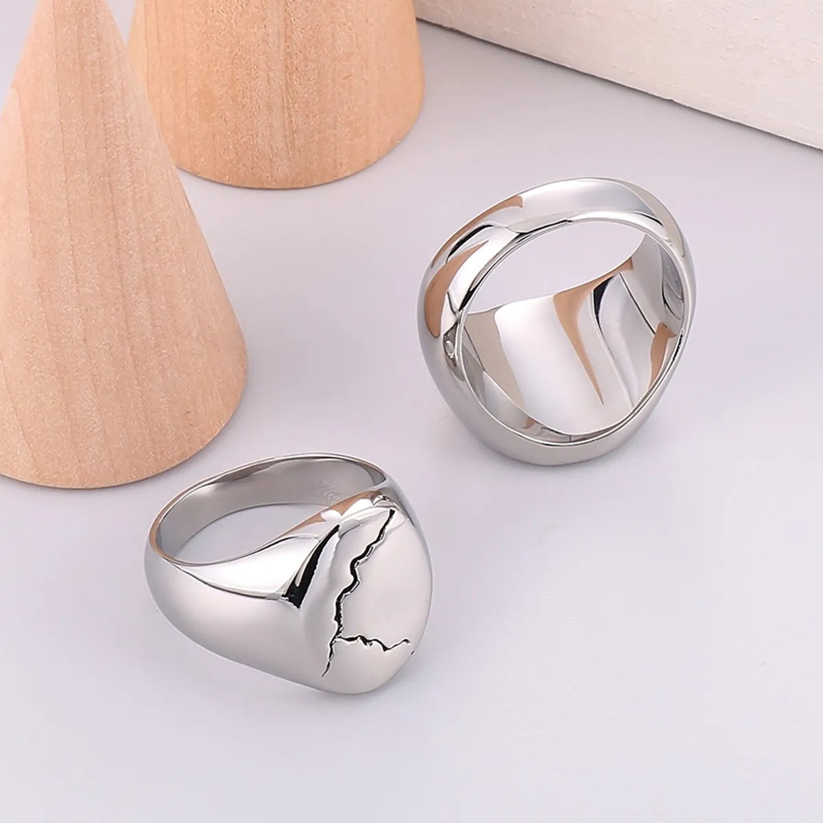 1 Piece Retro Geometric Stainless Steel Plating Rings