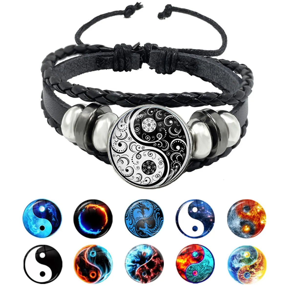 1 Piece Retro Gossip Geometric Pu Leather Unisex Bracelets