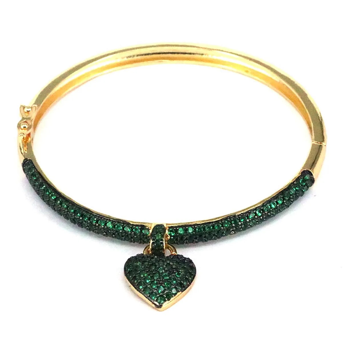 1 Piece Retro Heart Shape Copper Plating Inlay Zircon Bangle