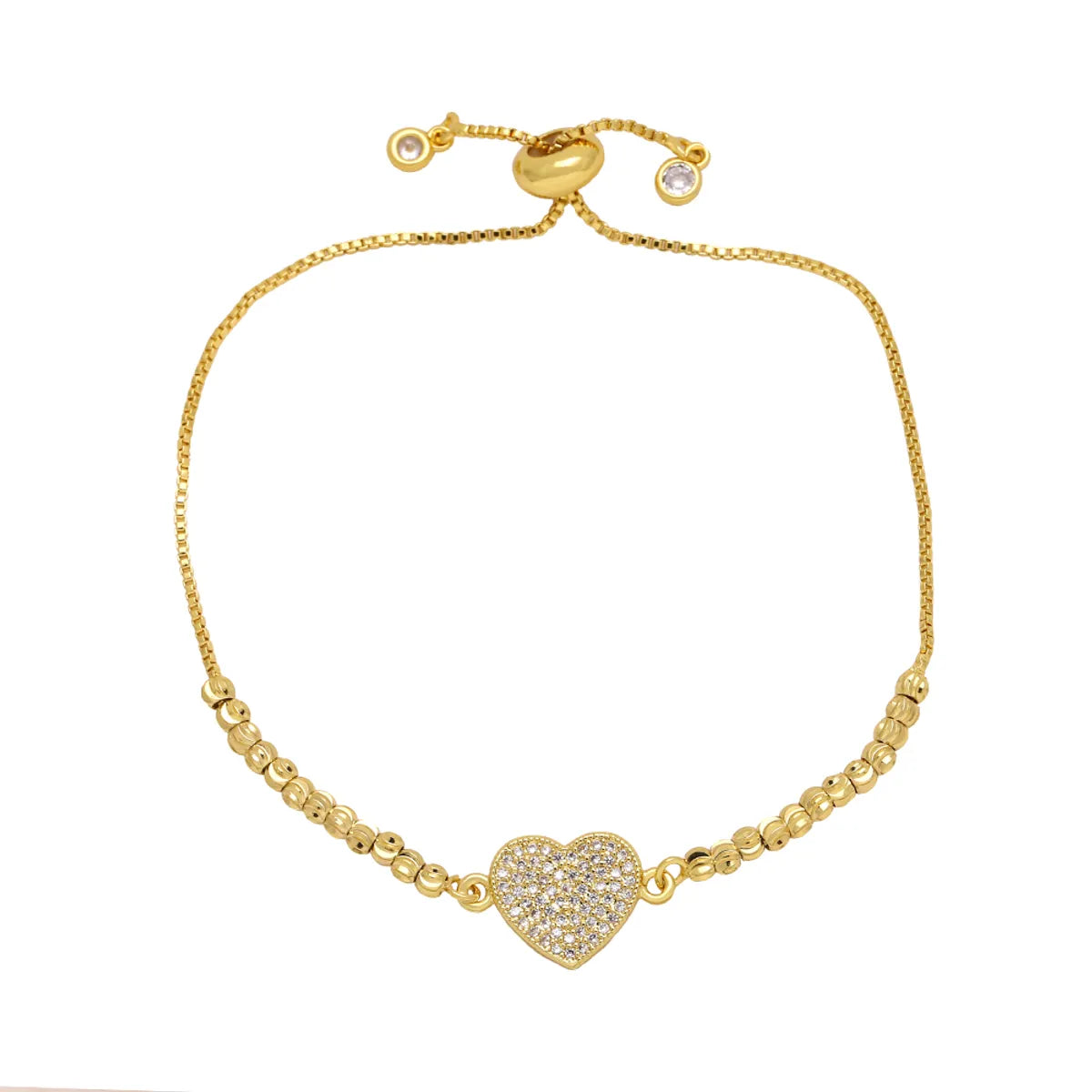 1 Piece Retro Heart Shape Copper Plating Inlay Zircon Bracelets