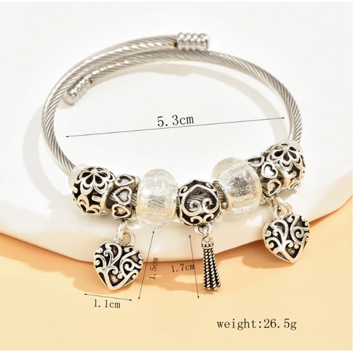 1 Piece Retro Heart Shape Flower Alloy Steel Plating Women's Bangle