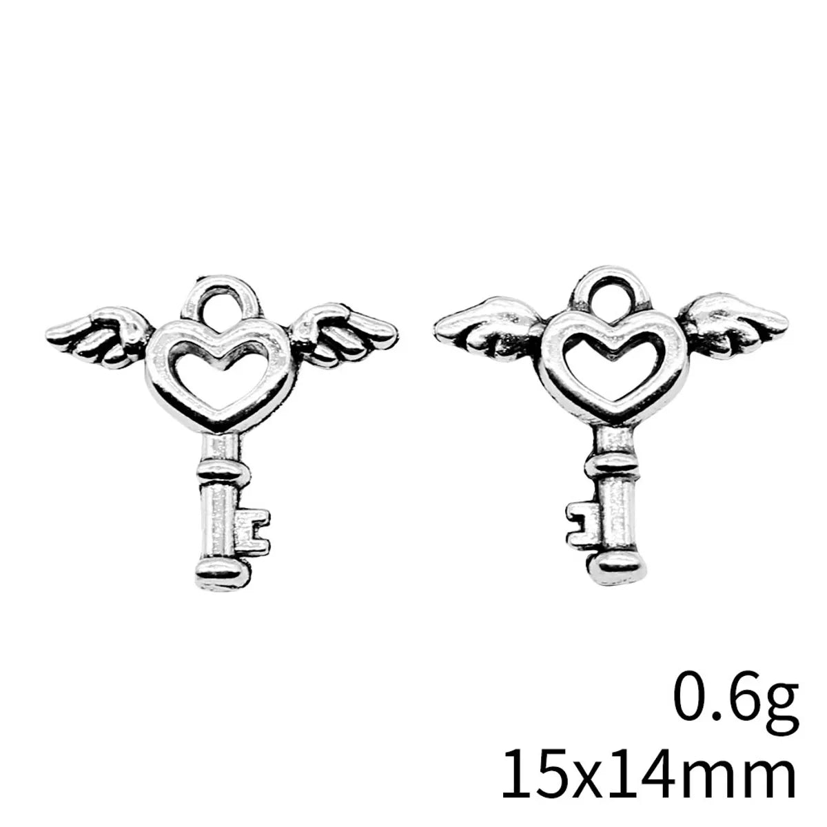 1 Piece Retro Heart Shape Wings Key Alloy Plating Pendant Jewelry Accessories