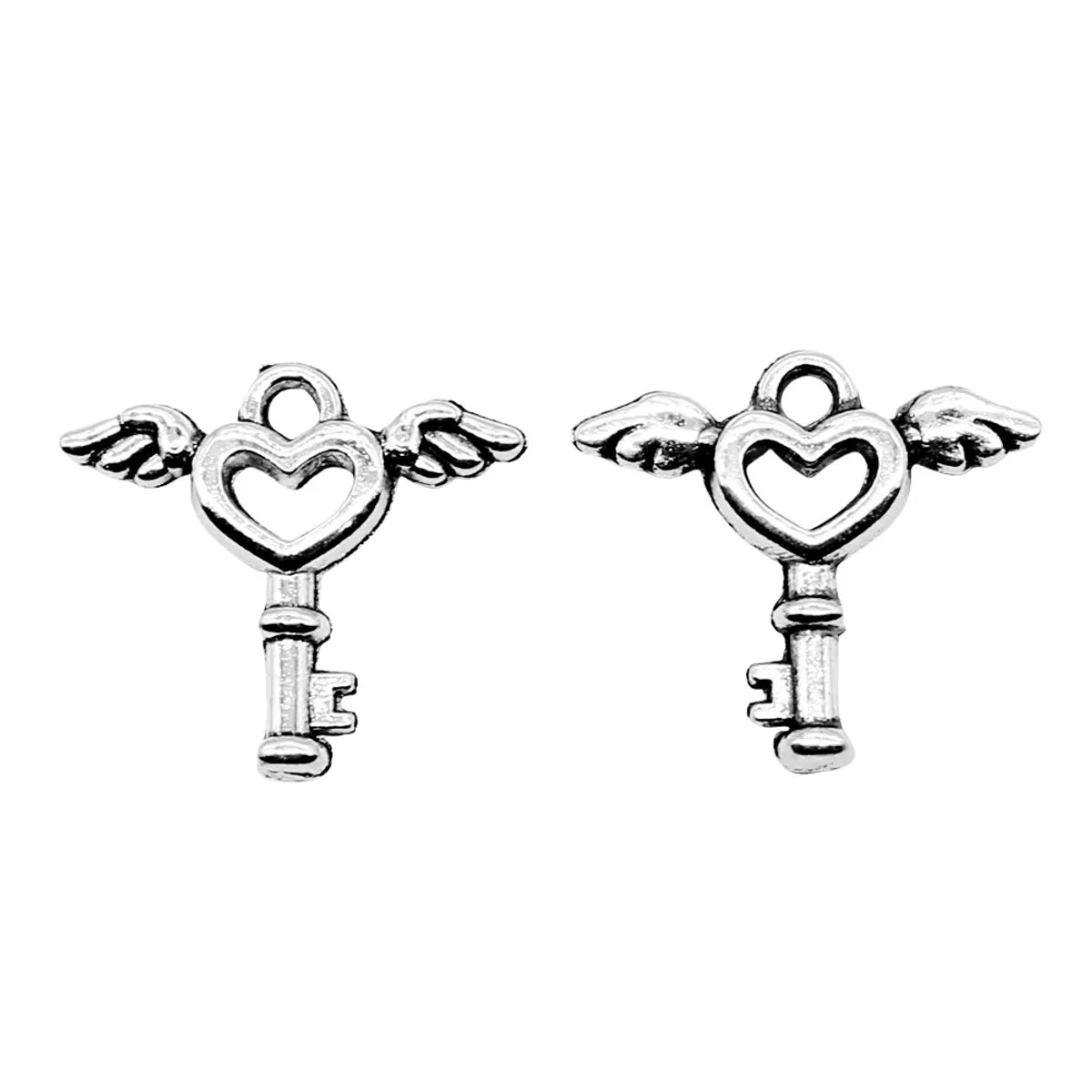 1 Piece Retro Heart Shape Wings Key Alloy Plating Pendant Jewelry Accessories