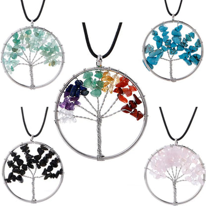 1 Piece Retro Leaf Natural Stone Crystal Handmade Pendant Necklace