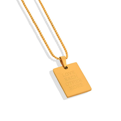 1 Piece Retro Letter Square Titanium Steel Plating Pendant Necklace