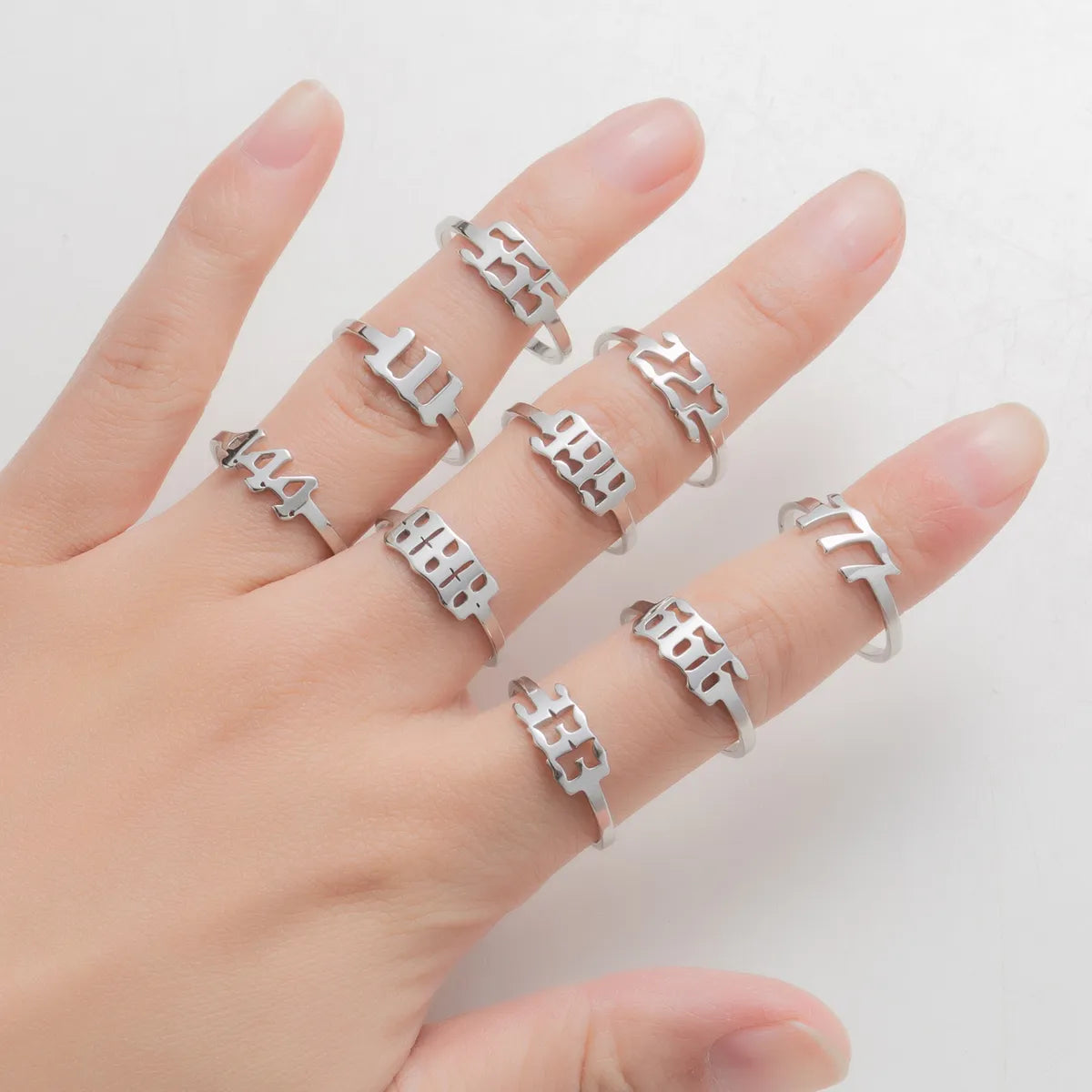 1 Piece Retro Letter Stainless Steel Plating Open Ring