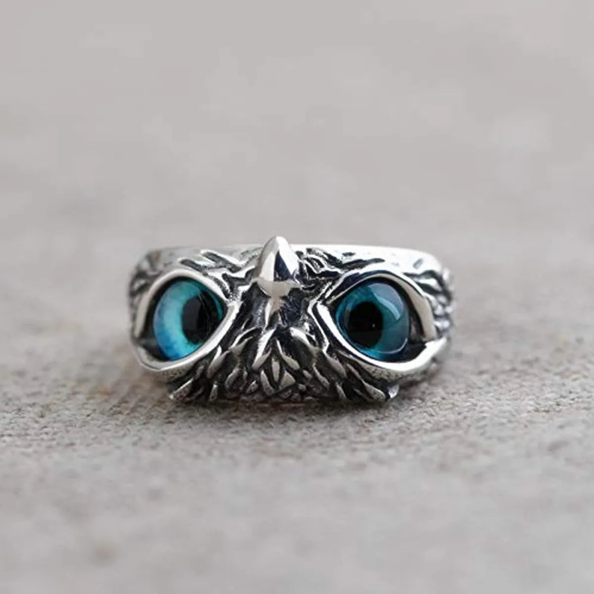 1 Piece Retro Owl Alloy Metal Inlay Artificial Gemstones Unisex Open Ring