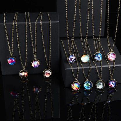 1 Piece Retro Planet Alloy Glass Unisex Necklace