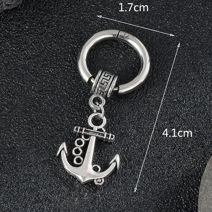 1 Piece Retro Punk Anchor Plating Stainless Steel Drop Earrings