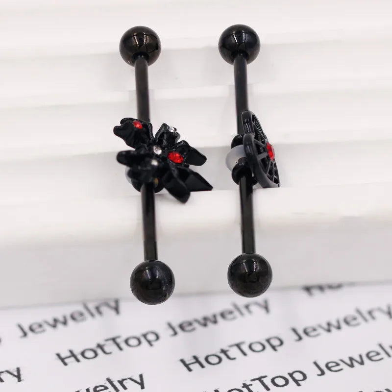 1 Piece Retro Punk Commute Heart Shape Spider 316 Stainless Steel  White Gold Plated Cartilage Earrings