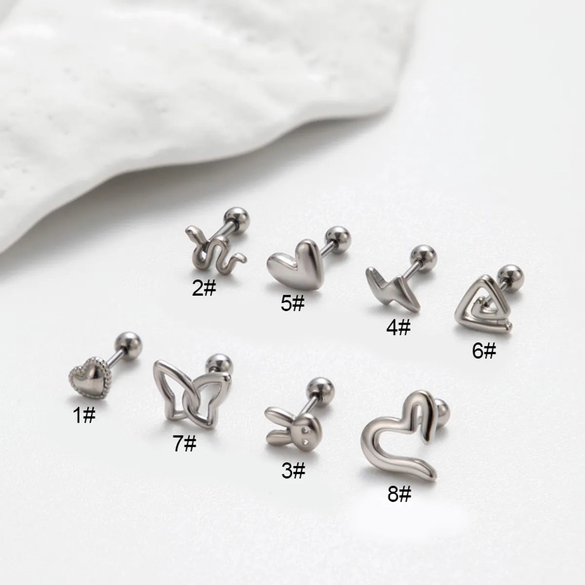 1 Piece Retro Punk Korean Style Heart Shape Butterfly Plating Stainless Steel 18k Gold Plated Ear Studs