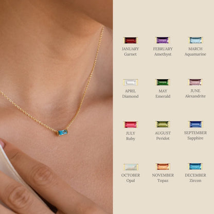 1 Piece Retro Rectangle Stainless Steel Inlay Birthstone Zircon Pendant Necklace