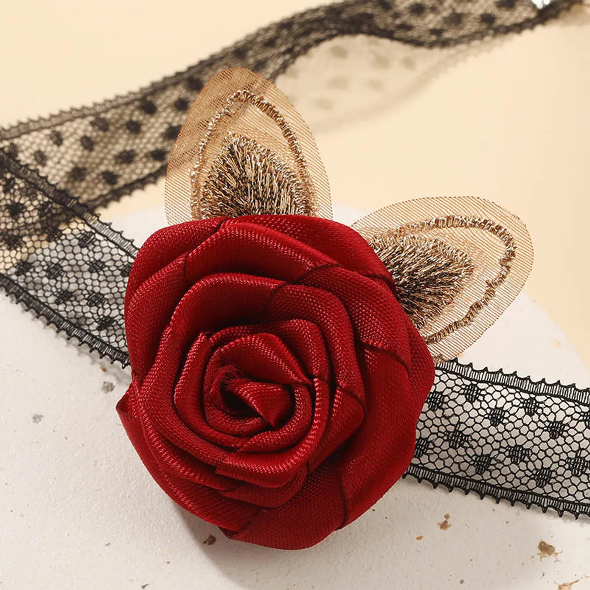 1 Piece Retro Rose Flower Cloth Lace Women's Choker