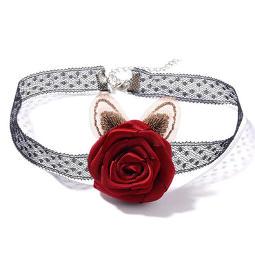 1 Piece Retro Rose Flower Cloth Lace Women's Choker