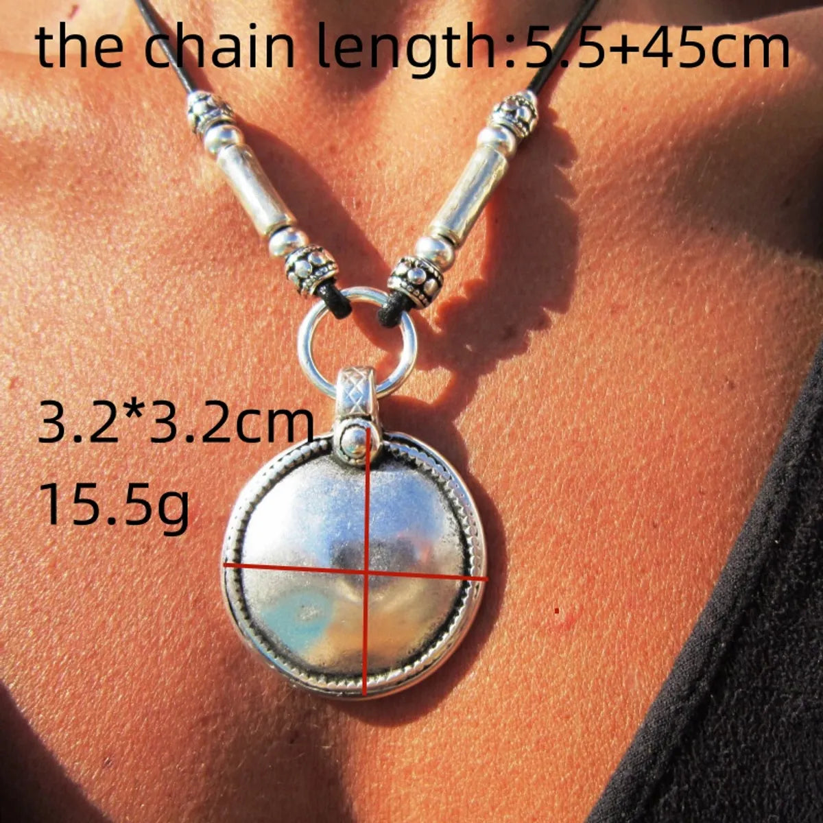 1 Piece Retro Round Arylic Pu Leather Alloy Women's Pendant Necklace