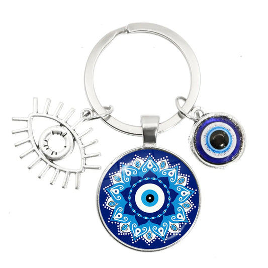 1 Piece Retro Round Devil'S Eye Alloy Metal Unisex Bag Pendant Keychain