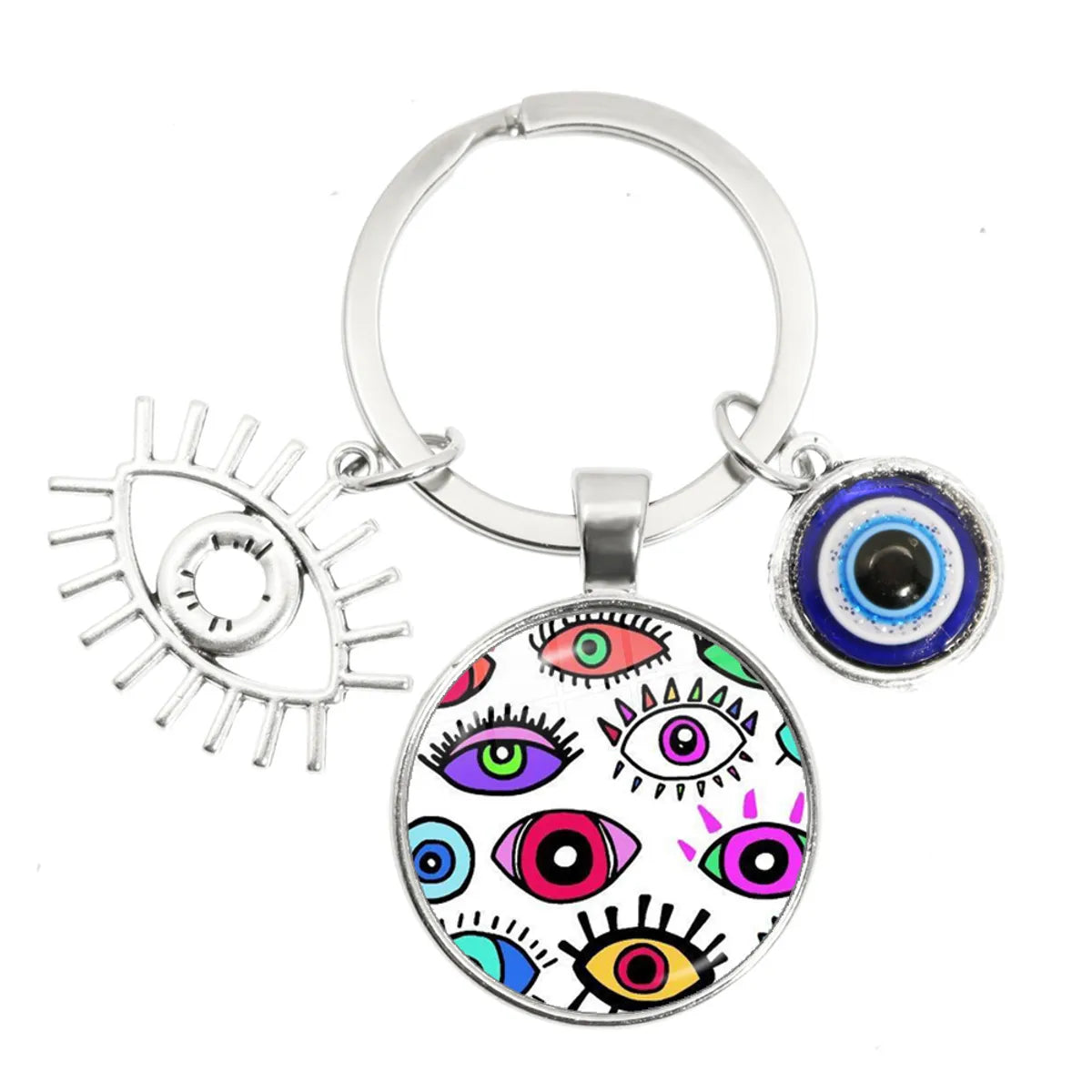 1 Piece Retro Round Devil'S Eye Alloy Metal Unisex Bag Pendant Keychain