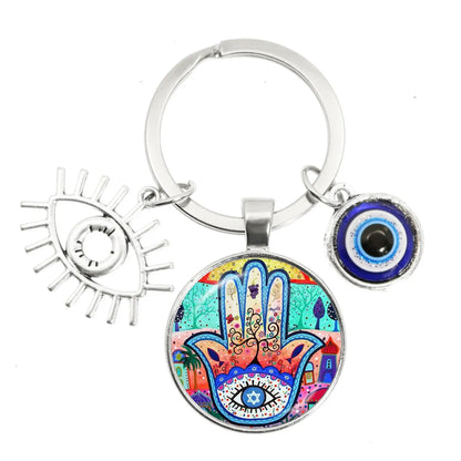 1 Piece Retro Round Devil'S Eye Alloy Metal Unisex Bag Pendant Keychain