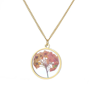 1 Piece Retro Round Flower Stainless Steel Inlaid Resin Pendant Necklace