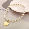 1 Piece Retro Round Stainless Steel Imitation Pearl Plating Pendant Necklace