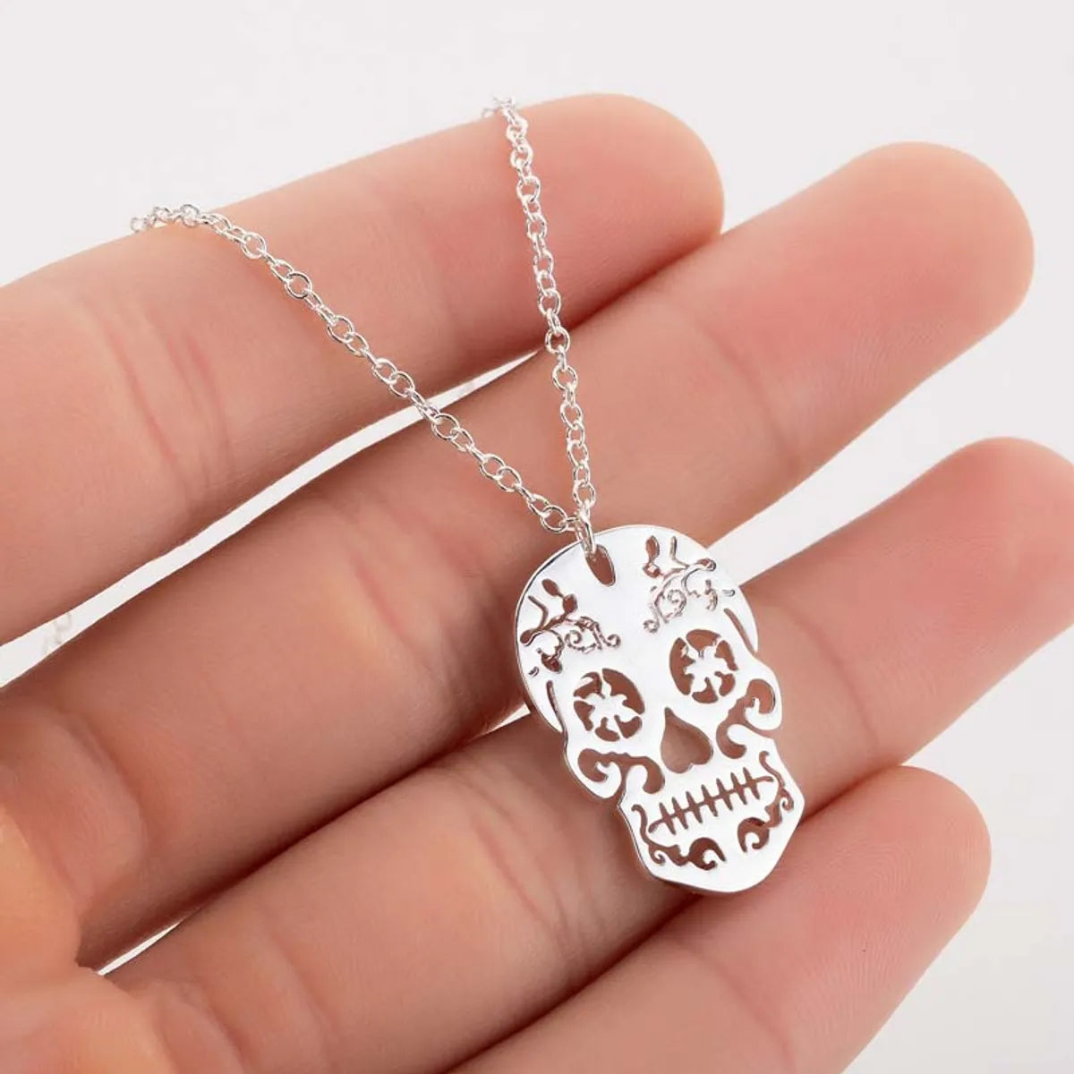 1 Piece Retro Skull Stainless Steel Plating Pendant Necklace