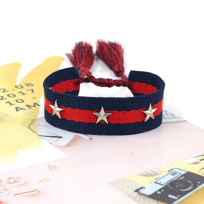 1 Piece Retro Star Stripe Alloy Polyester Unisex Bracelets