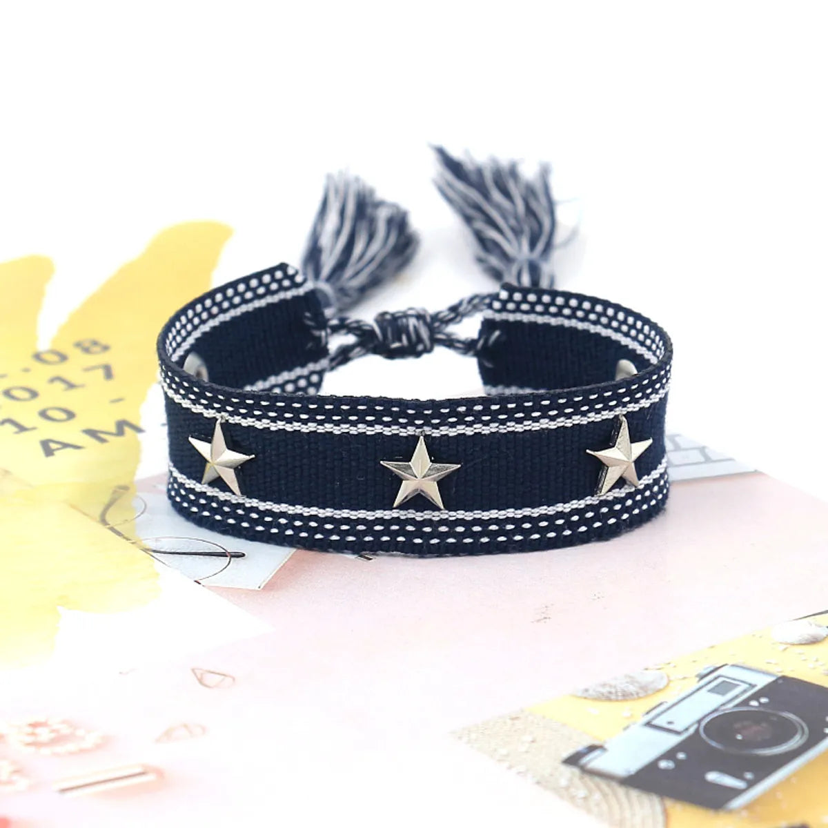 1 Piece Retro Star Stripe Alloy Polyester Unisex Bracelets