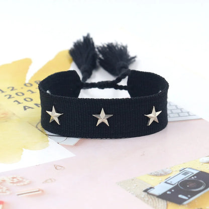 1 Piece Retro Star Stripe Alloy Polyester Unisex Bracelets