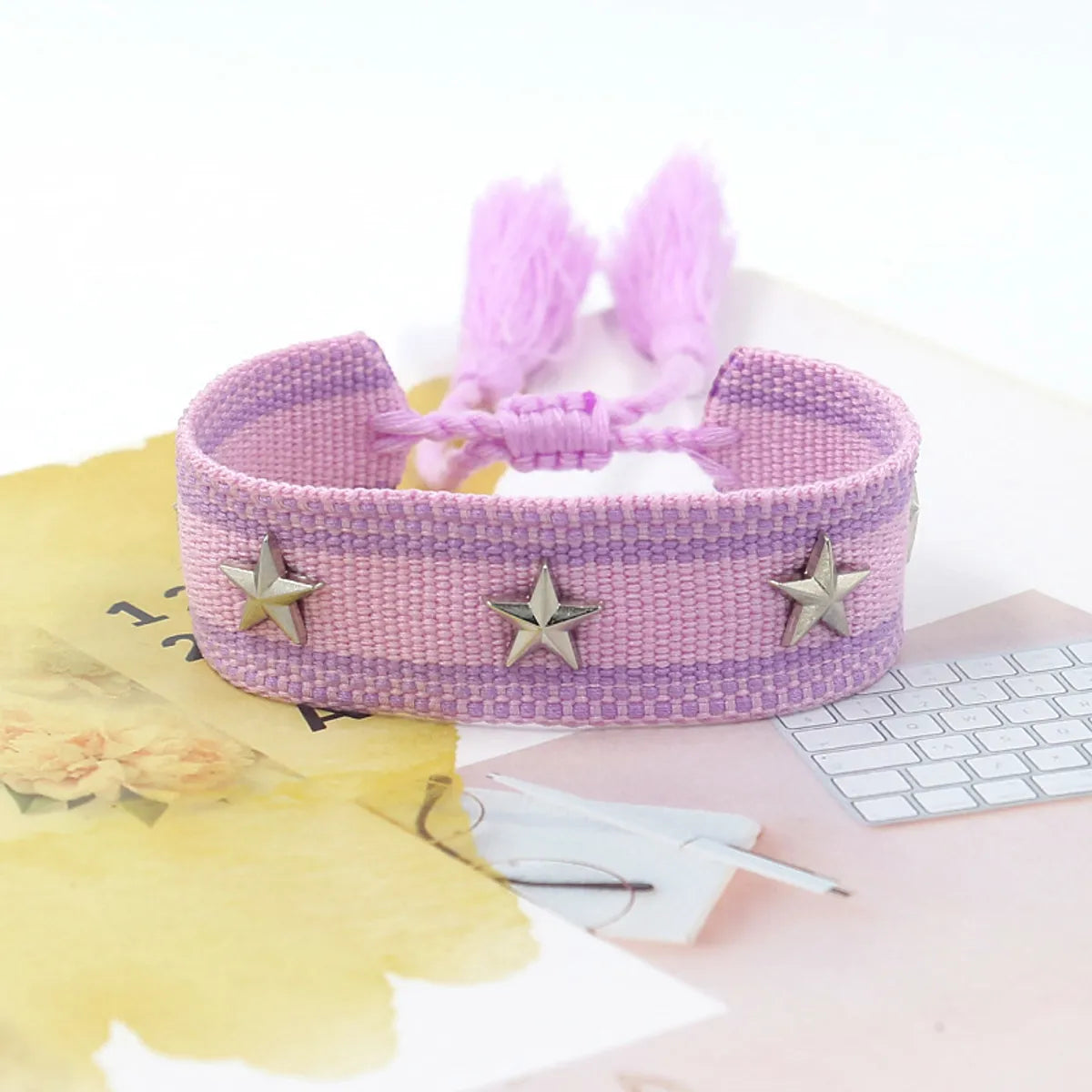 1 Piece Retro Star Stripe Alloy Polyester Unisex Bracelets