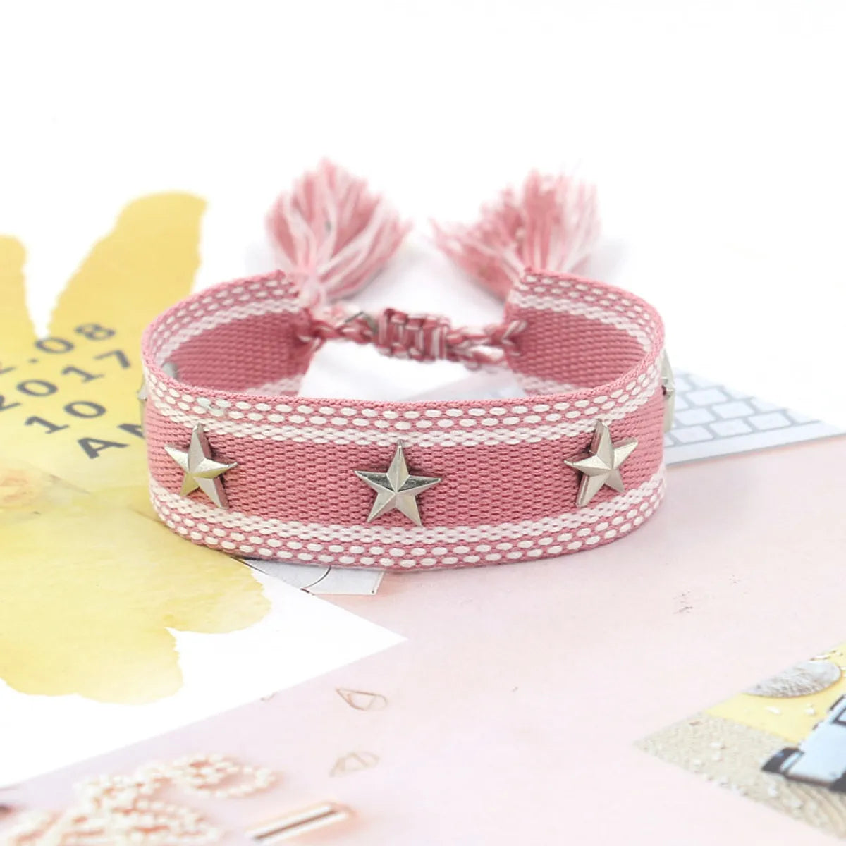 1 Piece Retro Star Stripe Alloy Polyester Unisex Bracelets