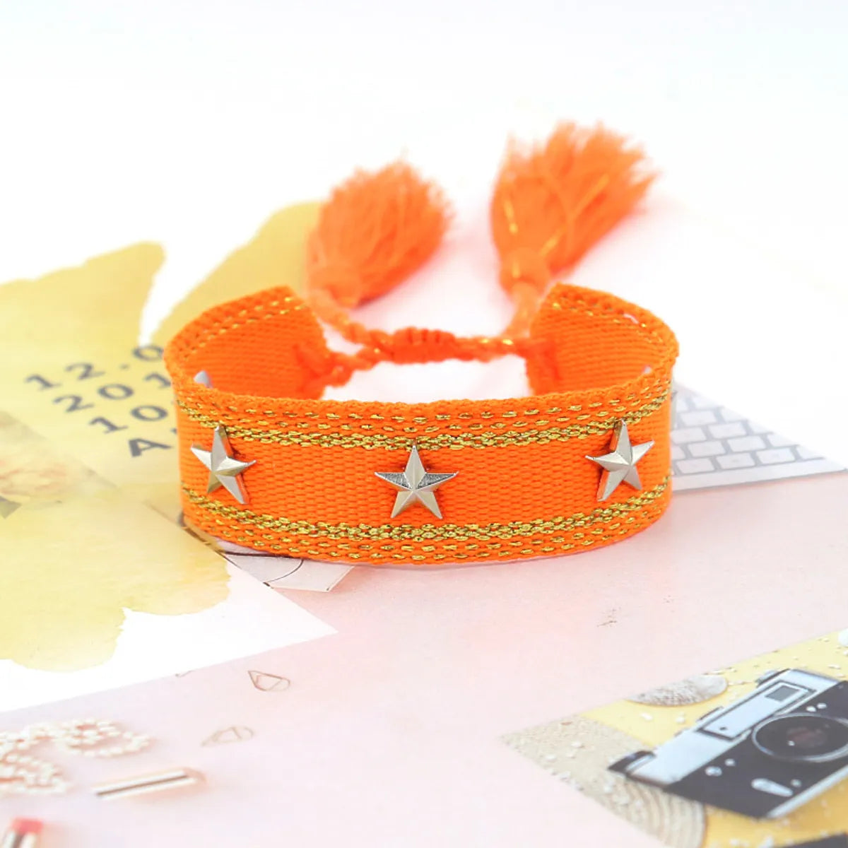 1 Piece Retro Star Stripe Alloy Polyester Unisex Bracelets