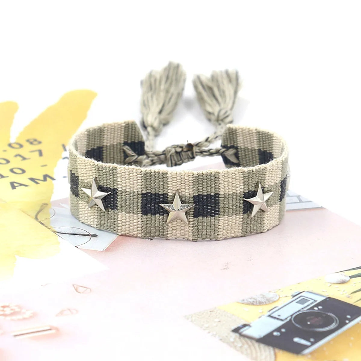 1 Piece Retro Star Stripe Alloy Polyester Unisex Bracelets